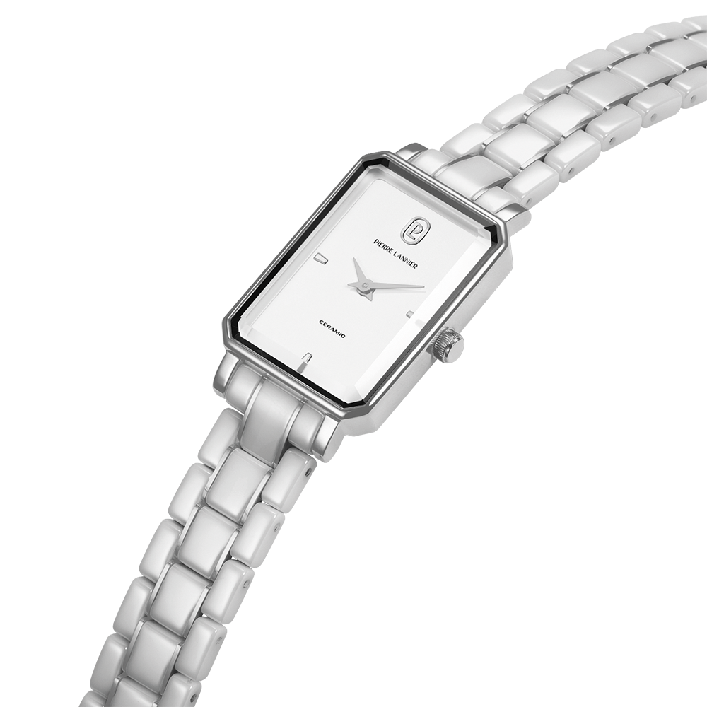 Montre femme Pierre Lannier ARIANE 084K809 – cadran blanc bracelet céramique blanche et acier – vue 2