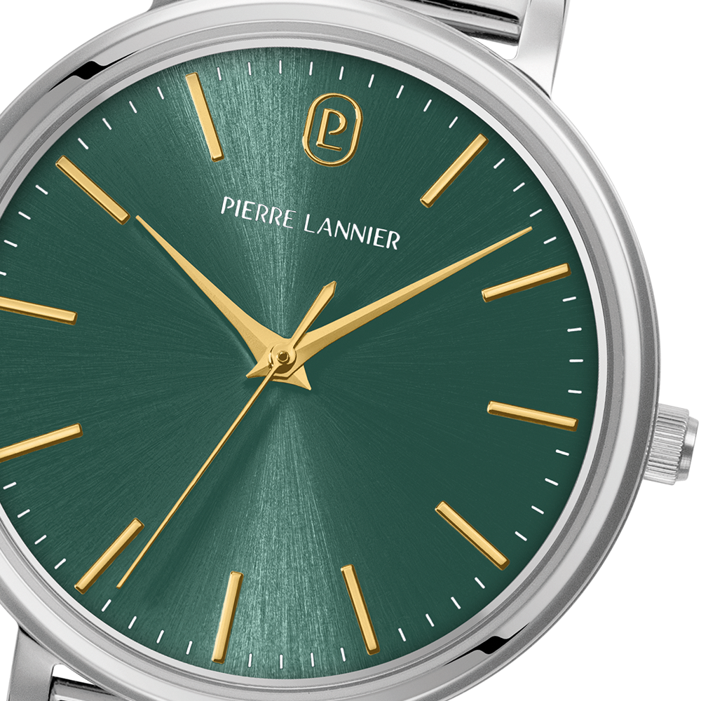Montre femme Pierre Lannier ESSENTIAL 086L671 – cadran vert bracelet acier milanais argenté – vue 2