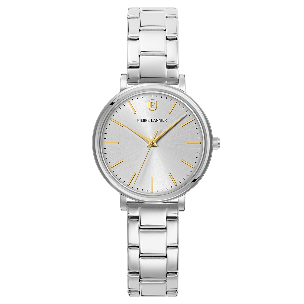Montre femme Pierre Lannier ESSENTIAL 087M621 – cadran argenté bracelet acier argenté – vue de face