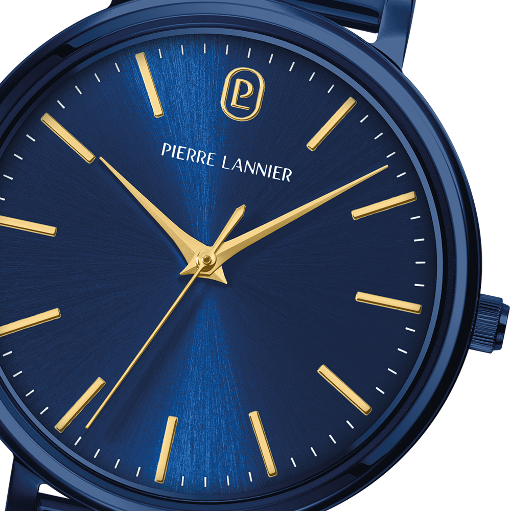 Montre femme Pierre Lannier ESSENTIAL 088G869 – cadran bleu bracelet acier milanais bleu – vue 2