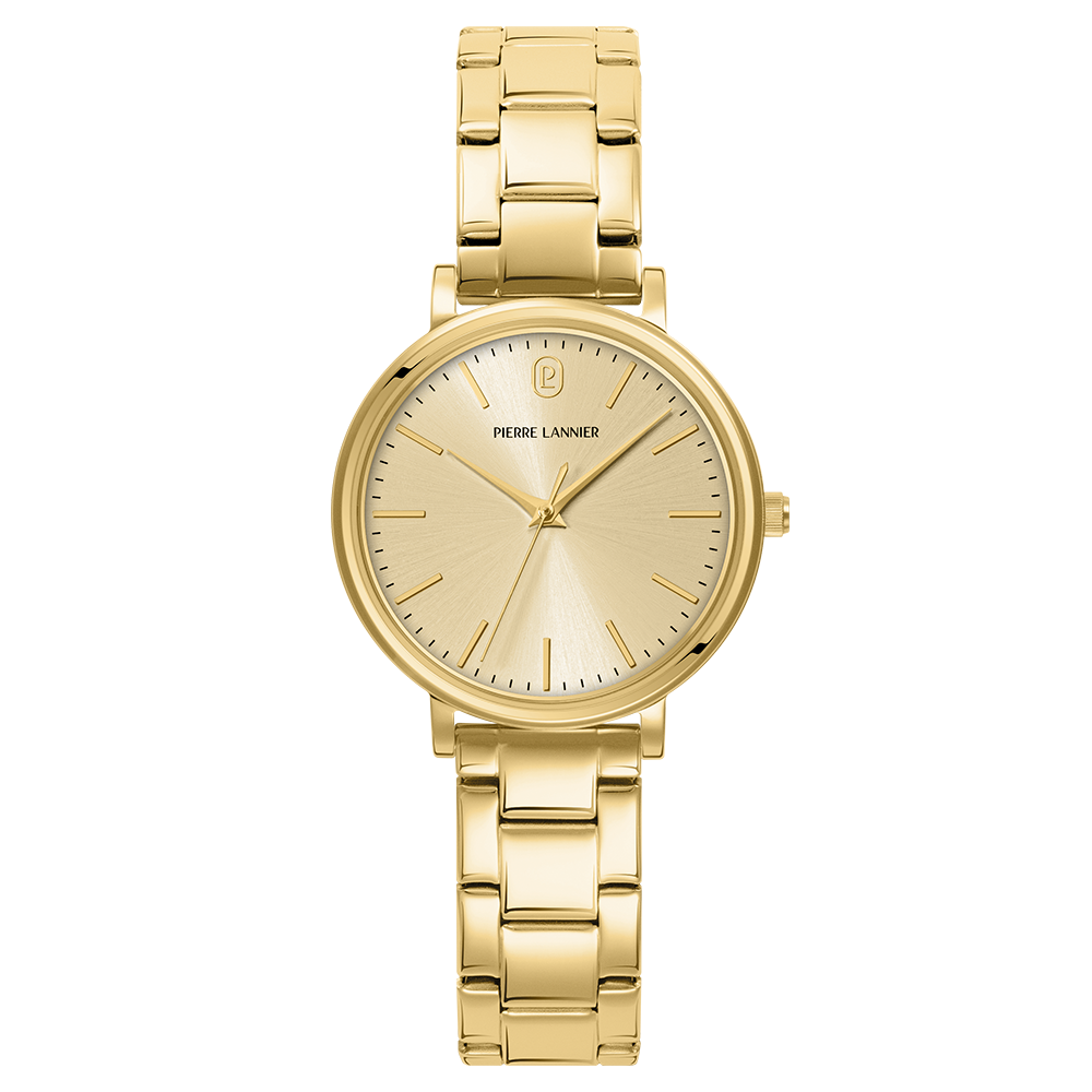 Montre femme Pierre Lannier ESSENTIAL 089K542 – cadran doré bracelet acier doré – vue de face