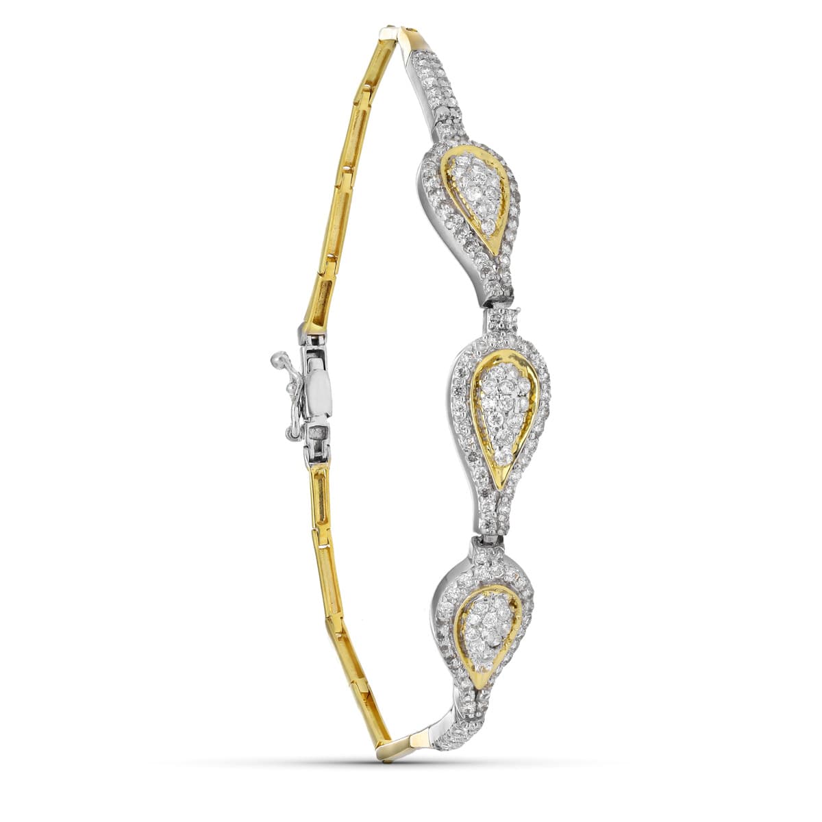18K ツートン ゴールド ブレスレット ジルコン パターン 19 Cm