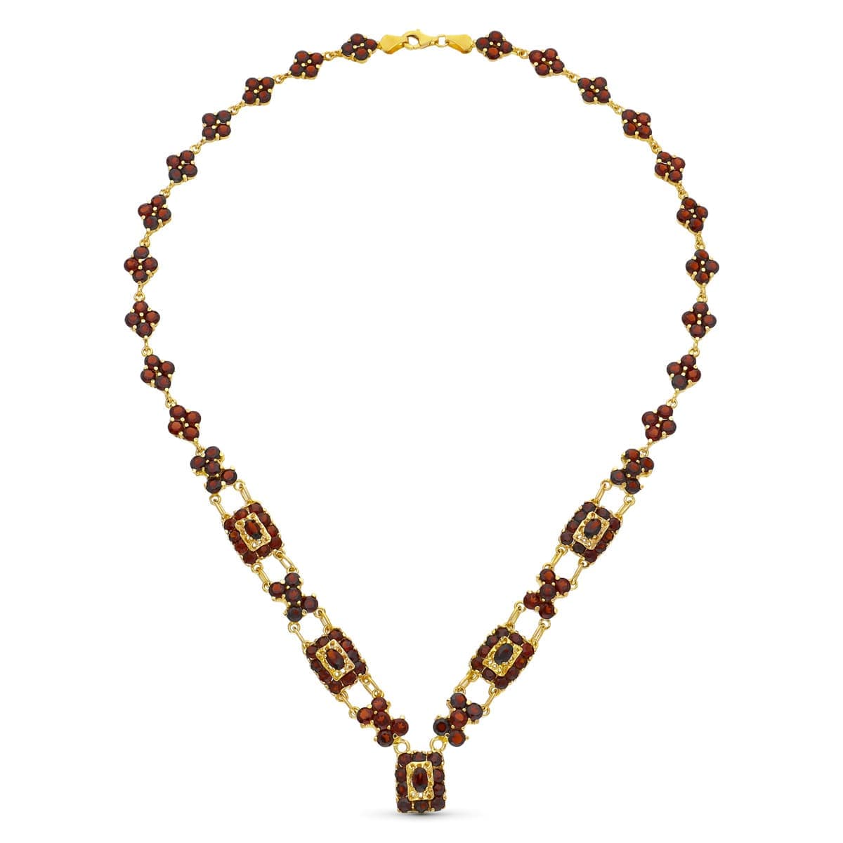 Colar em ouro amarelo 18K e granada 42 cm