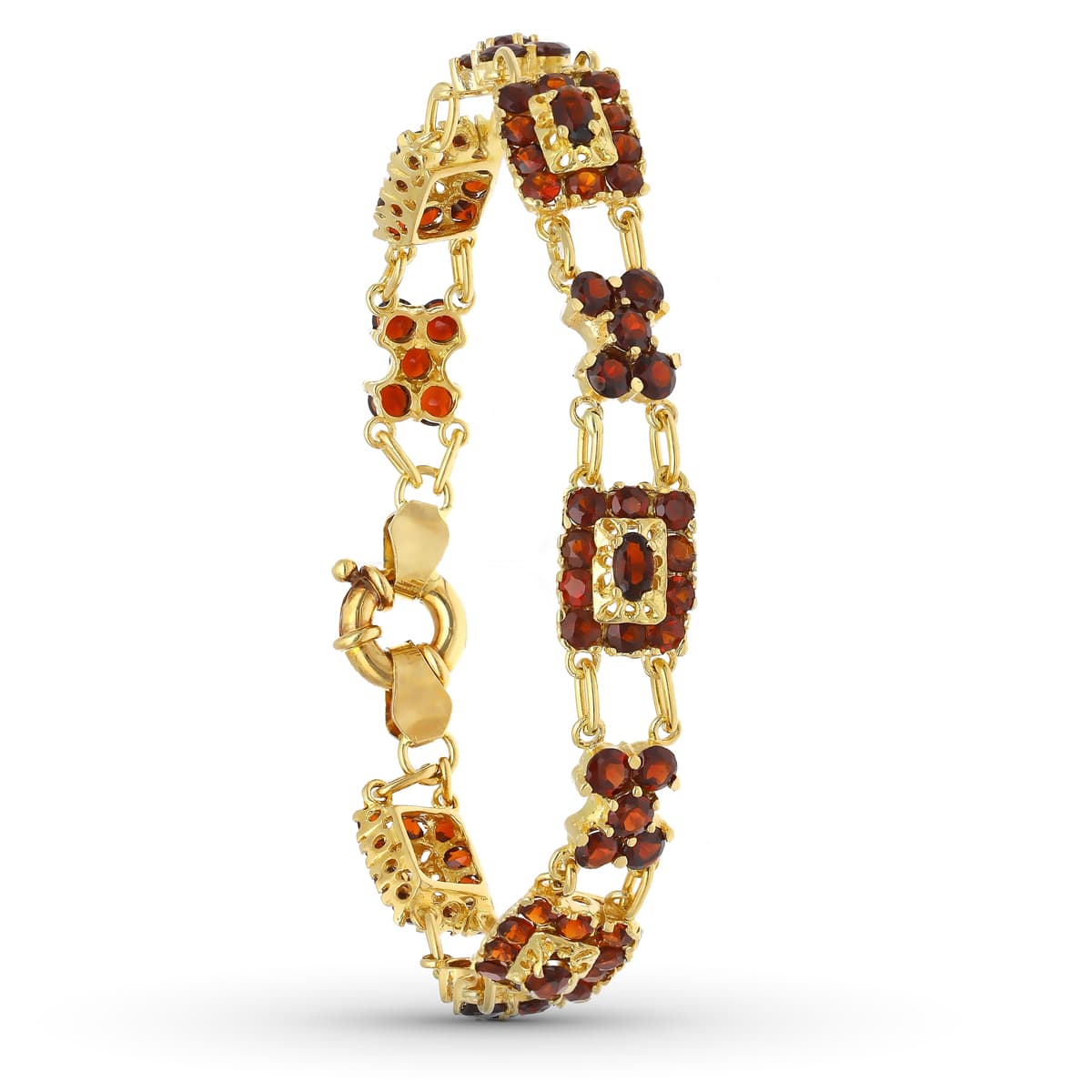 18 Ayar Sarı Altın Bileklik Garnet 19 Cm