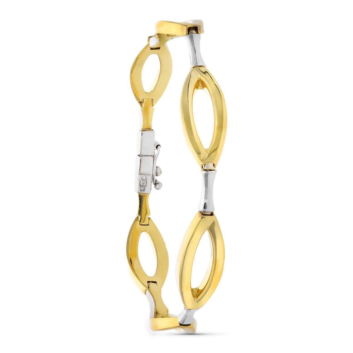 18K tofarvet guldarmbånd Ovale links 19 Cm