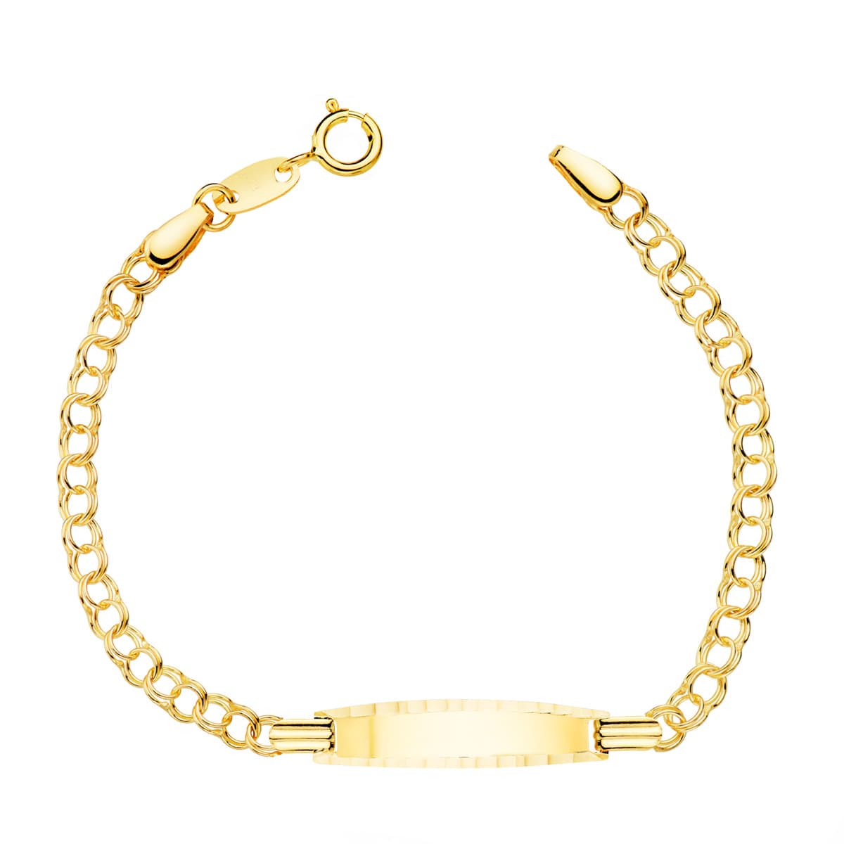 Assiette Brillante Diamantéeor Jaune Hongroise Bébé Gourmette 18K 20X4 mm 13 Cm