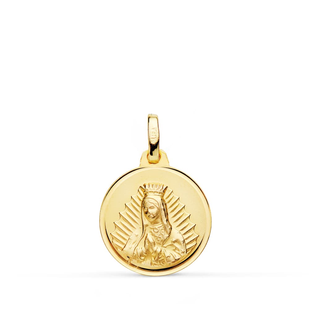 Medalla Biselada 18K Nuestra Señora de Guadalupe 16MM