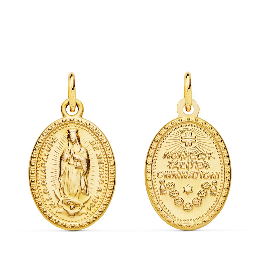18K Guadalupe-i Boldogasszony-érem 18X14 mm sárga arany színben