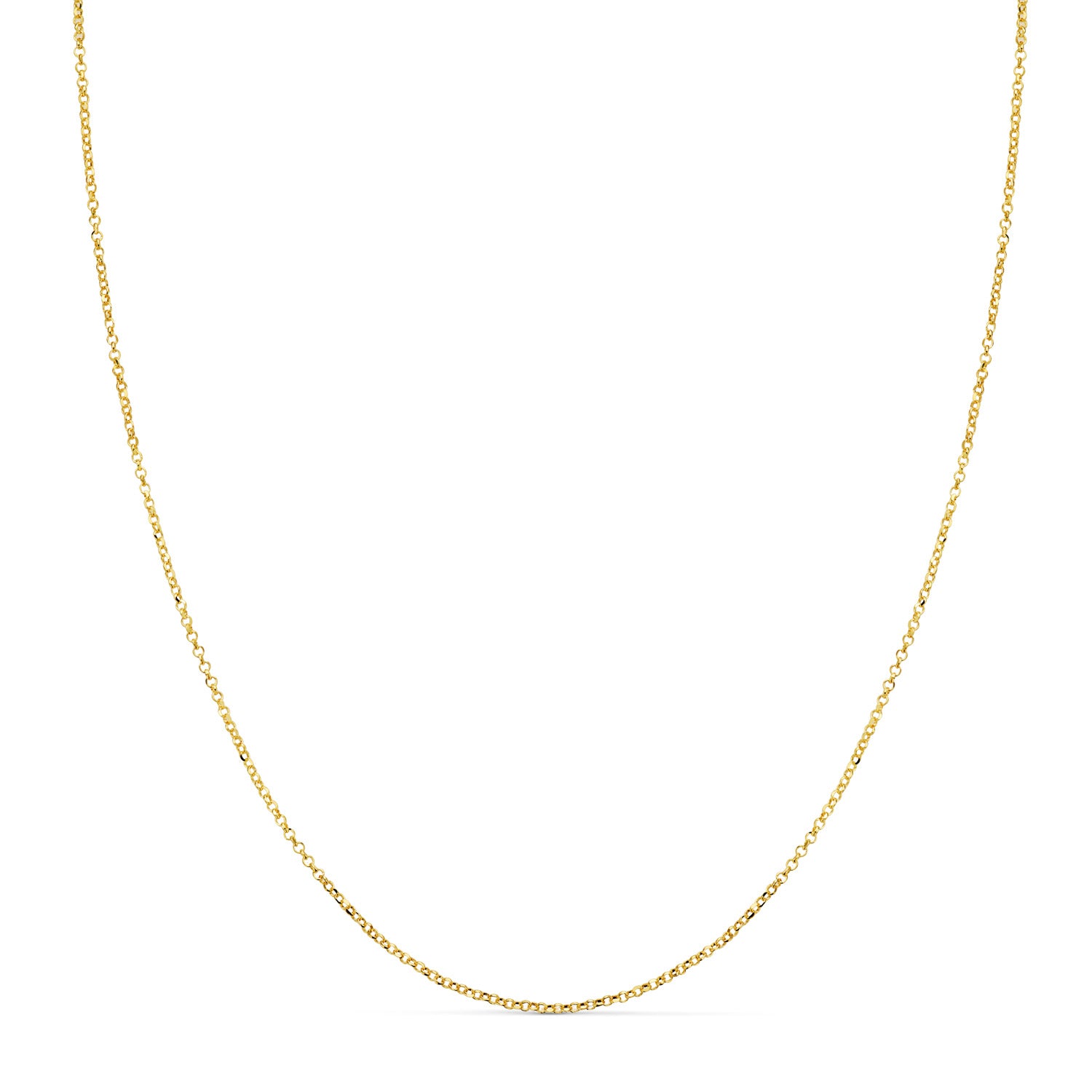 Lanț din aur galben de 18K, model Rolo, solid, sertat cu diamante, lățime: 1 mm, lungime: 40 cm