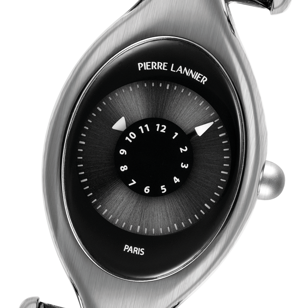 Montre femme Pierre Lannier OVNI 094L639 – cadran noir bracelet cuir noir – vue 2