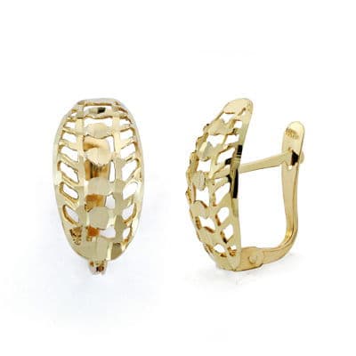 Pendientes Abiertos Oro Amarillo 18K 14X7 mm Cierre Bisagra
