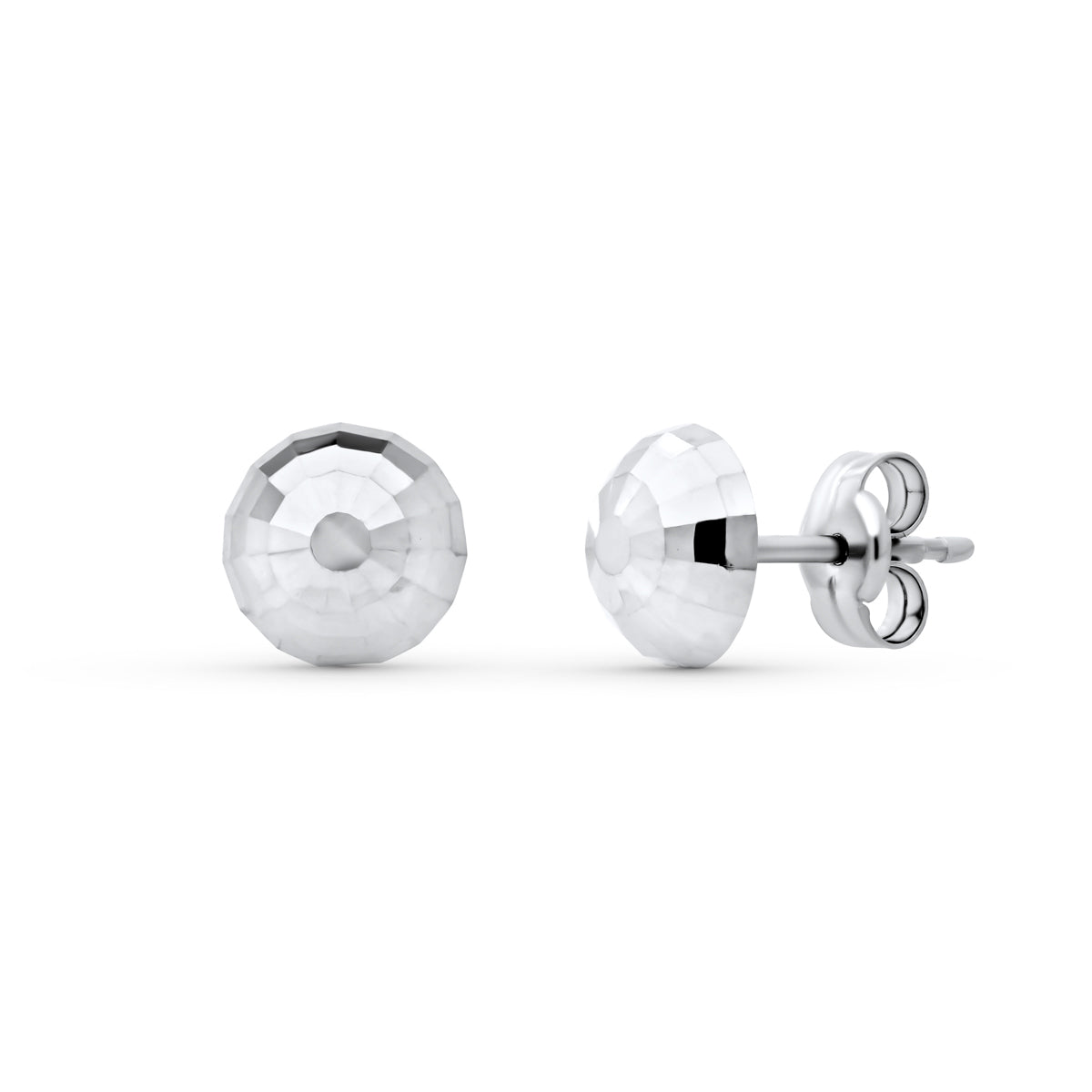 18 Ayar Beyaz Altın Yarım Top Küpe 6 mm