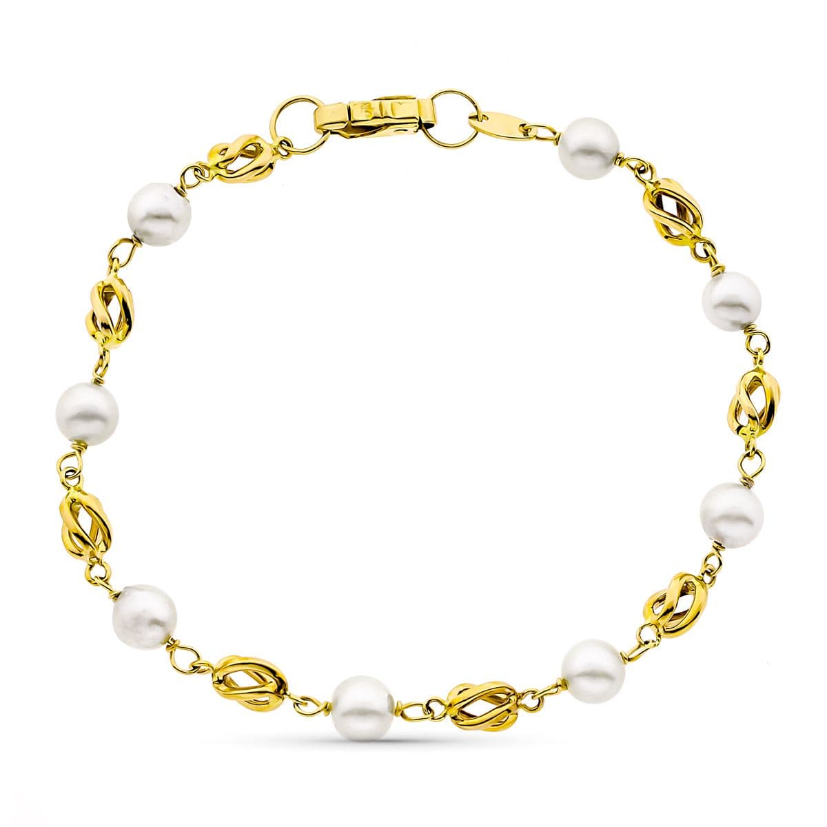 18K gul guld 5,5 mm perlekæde armbånd 17 cm