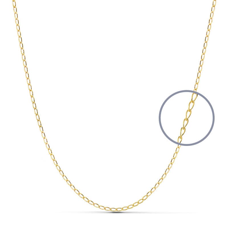 18K gult guld hästlänkkedja 60 Cm. 0,9 mm
