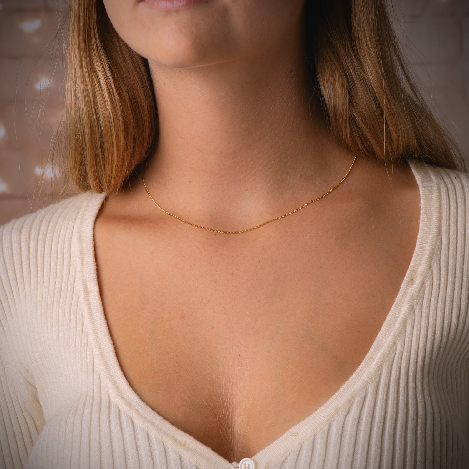 18K geelgouden kinketting 40 cm. 0,8 mm