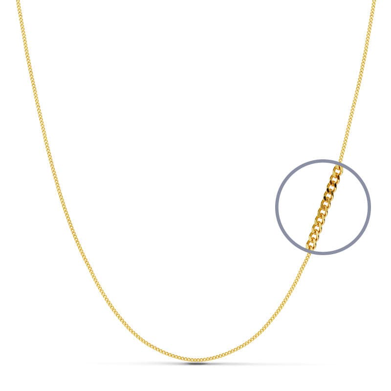 18K gult guld kantkedja 45 Cm. 1 mm