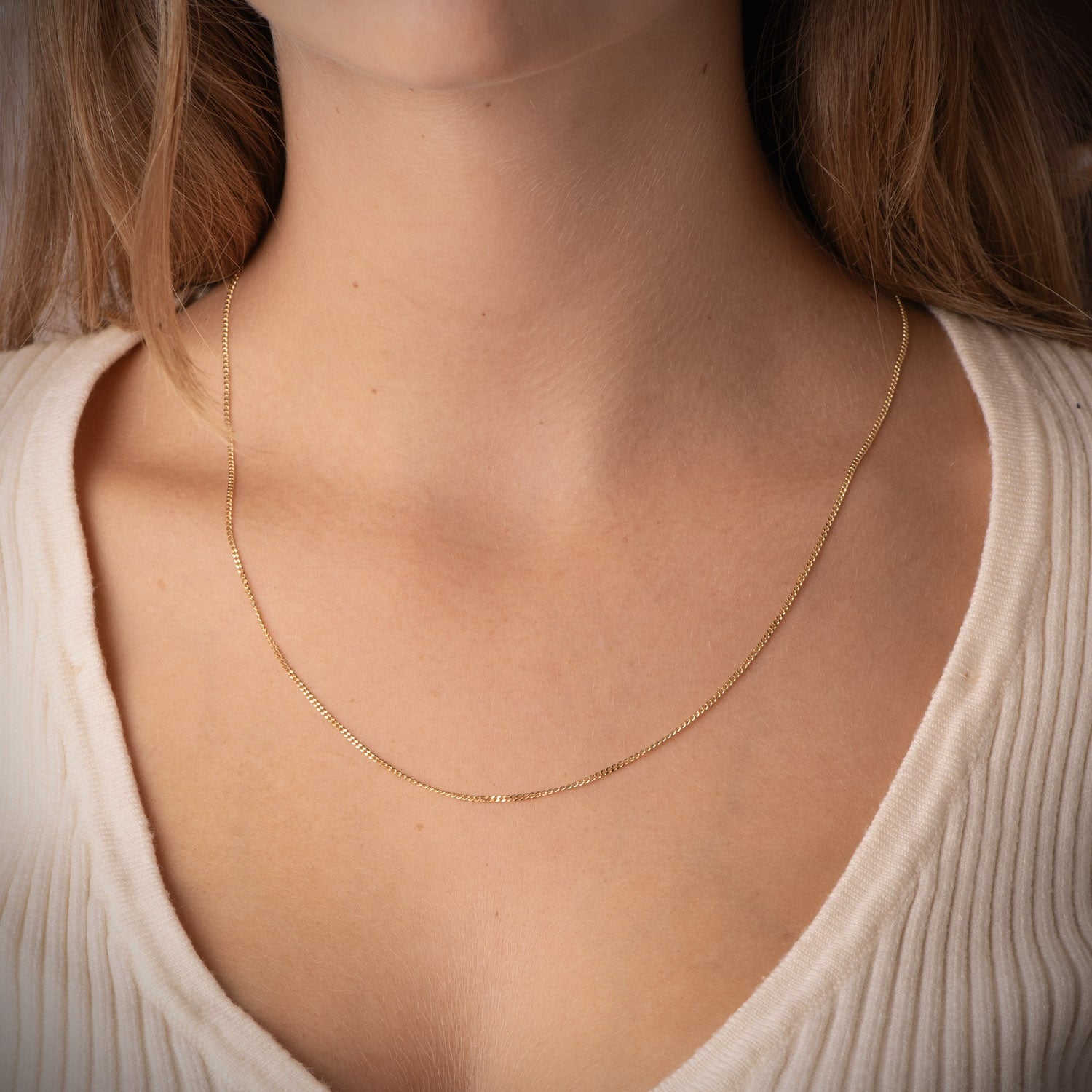 18K gul guld kantstenskæde 50 Cm. 1,2 mm