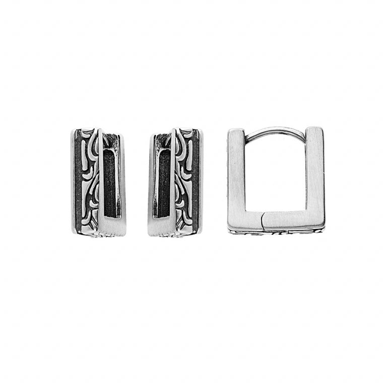 Square Hoop Örhängen – Silver Steel | Azulin