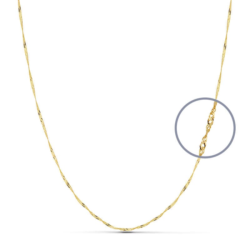 18K Chaîne en Or Jaune Singapour 50 Cm. 1 mm