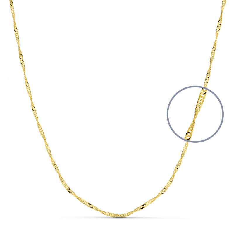 18K Singapore Kæde 40 Cm. 1,5 mm