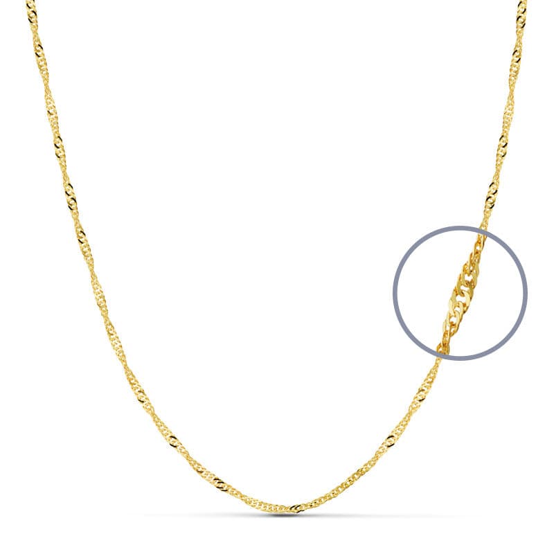 18K Chaîne Singapour en Or Jaune 60 Cm. 2 mm