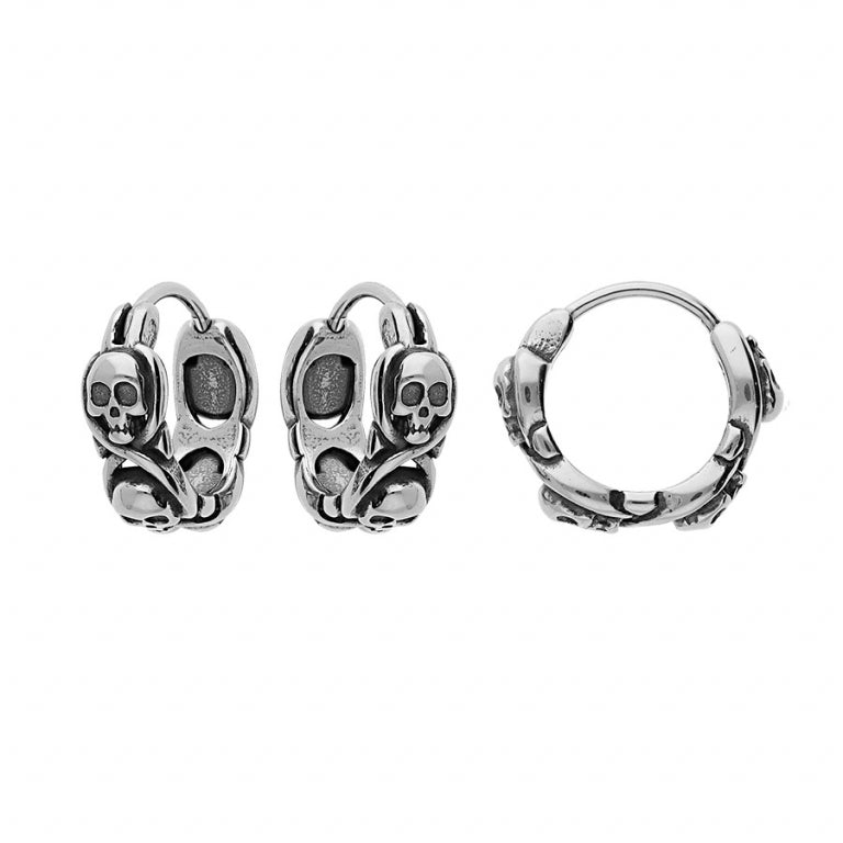 Skull Hoop Øreringe – Sølv Stål | Azulin