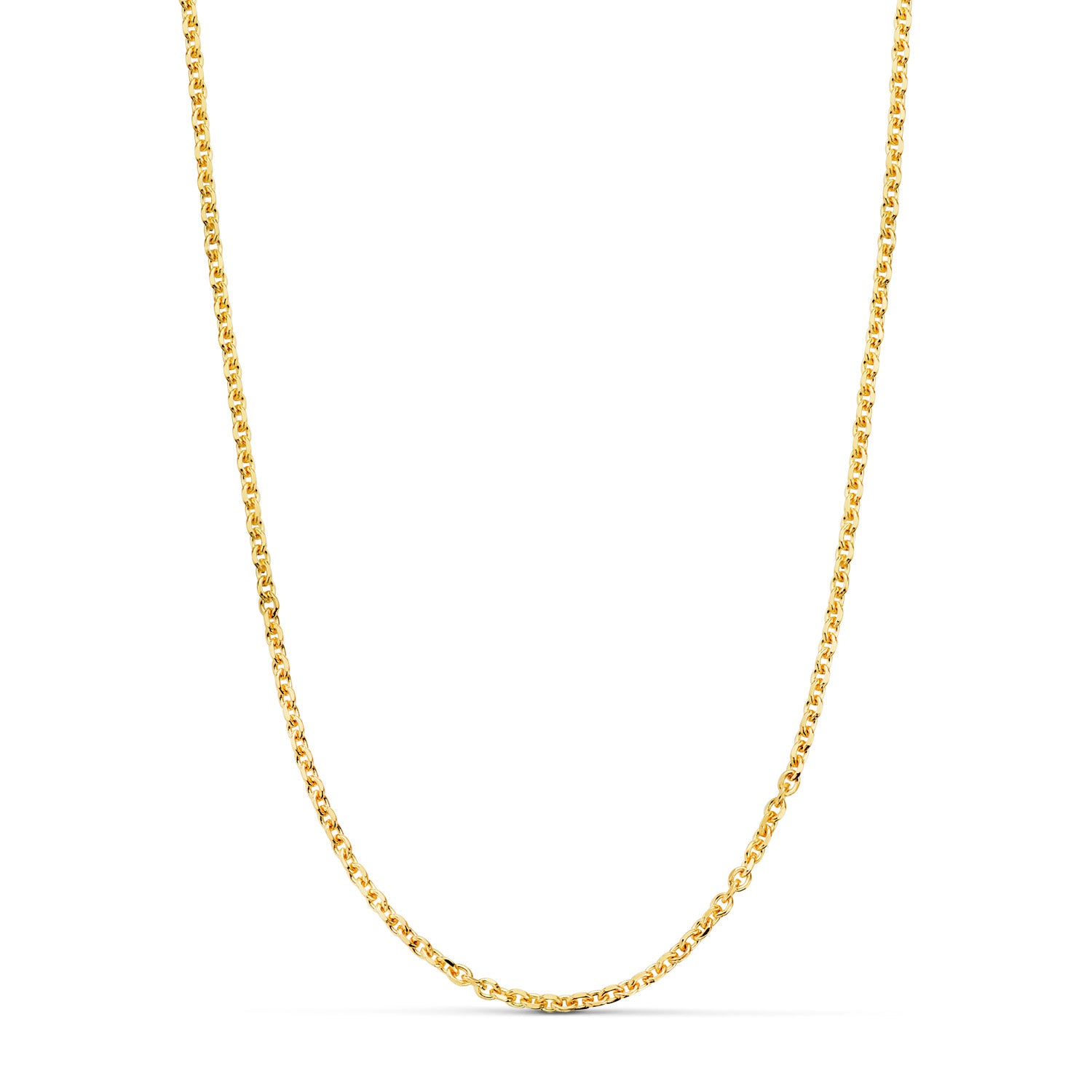 18K massivt gult guld kedja Forcerad snidad länk bredd: 2,3 mm Längd: 60 cm