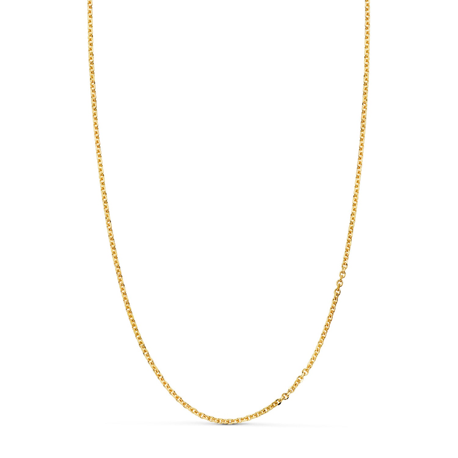 18K Yellow Gold Chain Solid Gold Forced Carved Link Width: 1.2 mm Length: 60CM