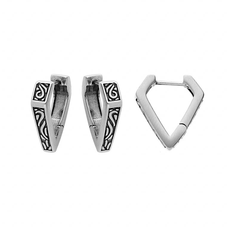 Patterned Hoop Earrings – Silver Steel | Azuline
