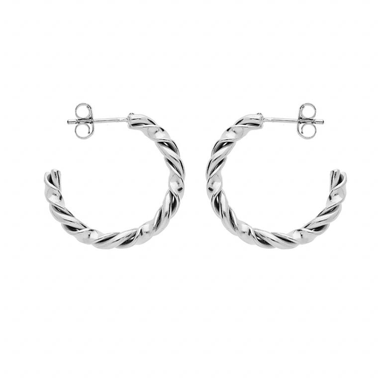 Twisted Hoop Örhängen – Silver Steel | Azulin