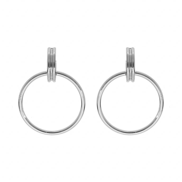 Créoles double anneau 29 mm en acier finition polie