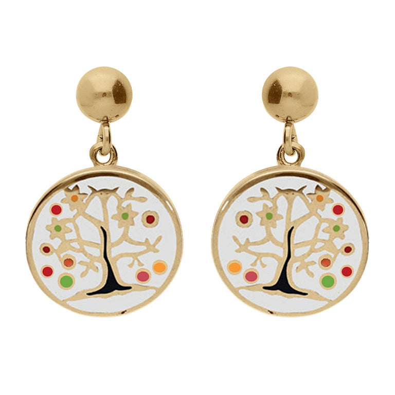 Boucles d’oreilles arbre de vie doré – Acier | Azuline