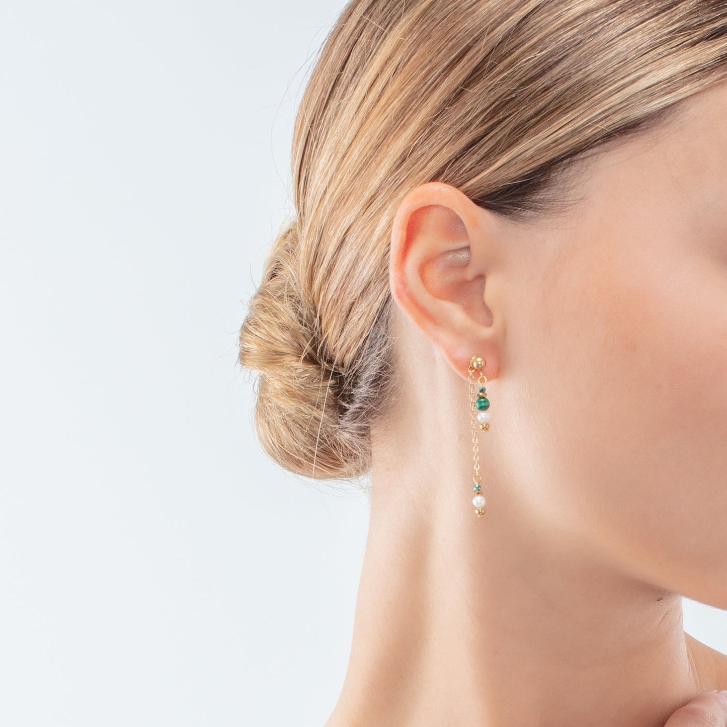 Collection 1108 - Perles et Malachite - Boucles d'oreilles - Cœur de Lion