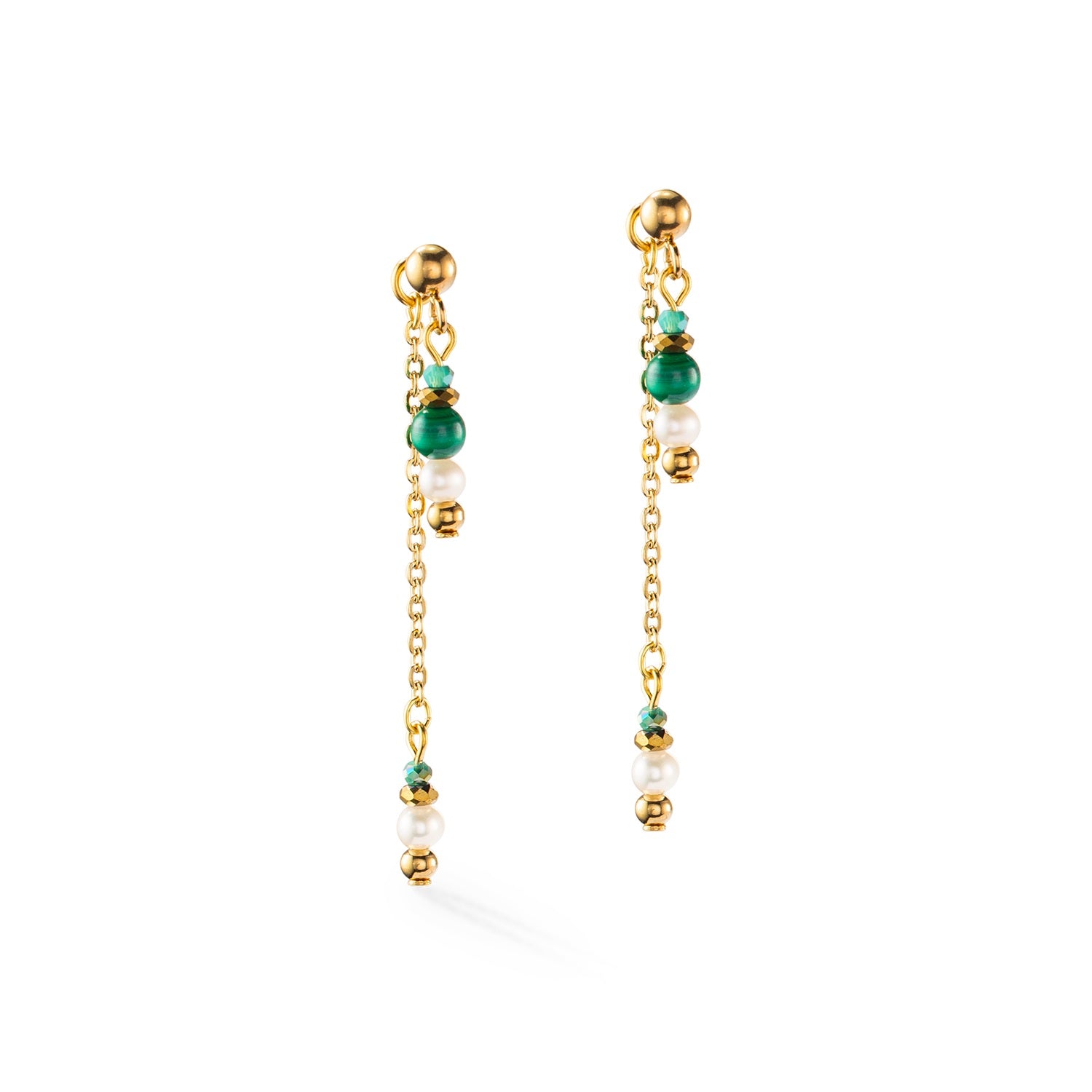 Collection 1108 - Pearls and Malachite - Earrings - Lion Heart 