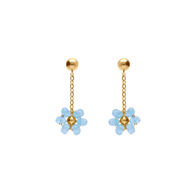 Himmelblaue Jade-Blumenohrringe – Stahl | Azuline