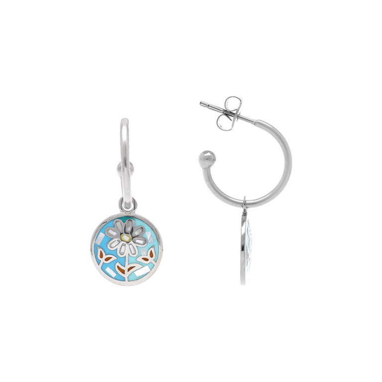 Round Earrings – Silver Steel | Azuline view 2