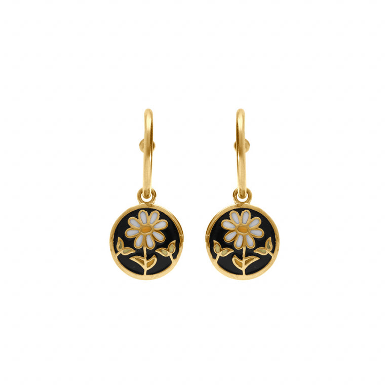 Boucles d’oreilles ronde fleur – Acier doré | Azuline