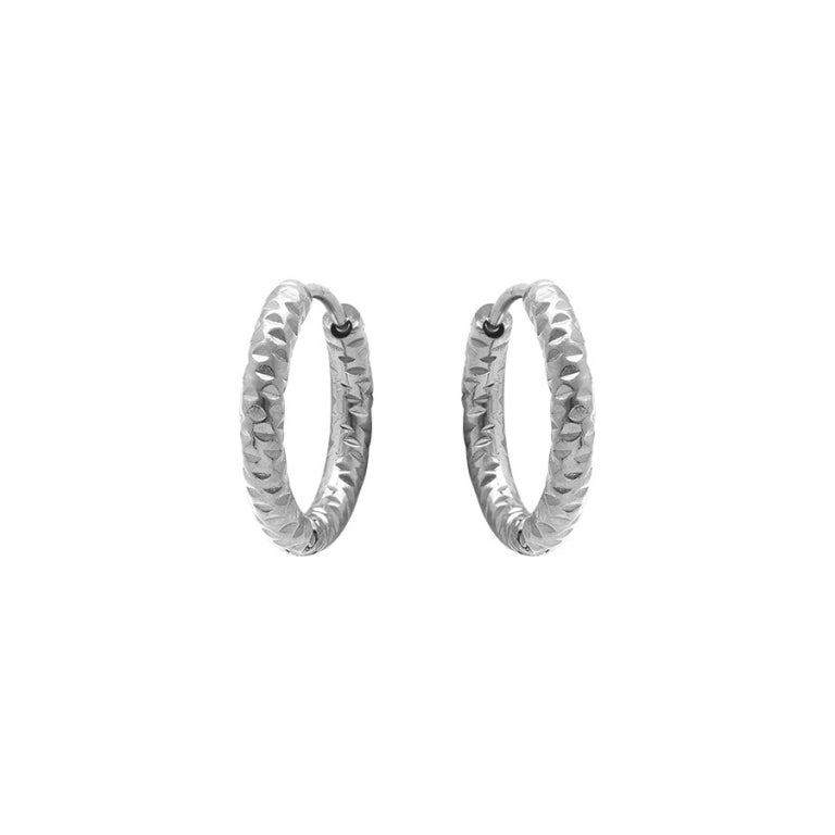Diamantees Hoop Earrings – Silver Steel | Azuline