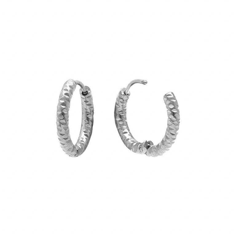 Diamantees Hoop Earrings – Silver Steel | Azuline view 2