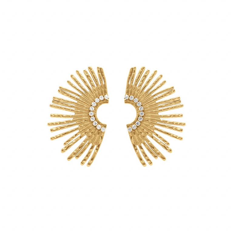 Boucles d’oreilles éventail oxydes blancs – Acier | Azuline
