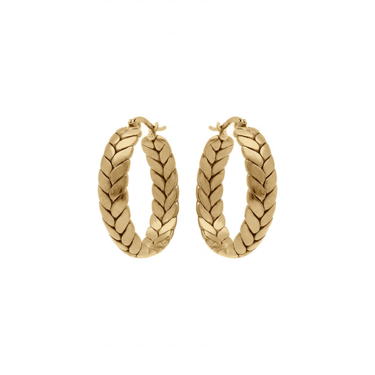 Epi Pattern Hoop Earrings – Golden Steel | Azuline