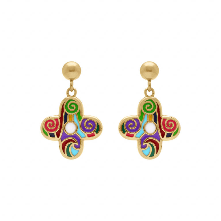 Boucles d'oreilles forme fleur résine multicolore – Acier | Azuline