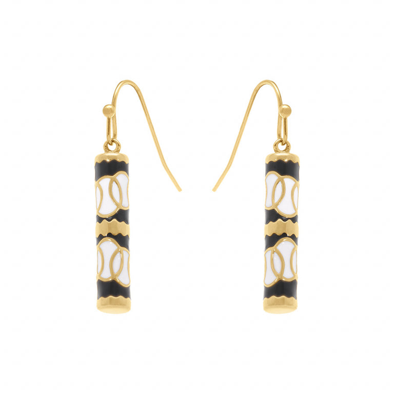 Boucles d’oreilles tube noire et blanche – Acier doré | Azuline