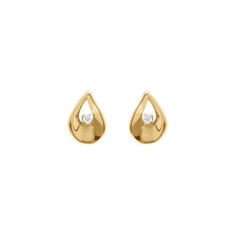 Boucles d’oreilles goutte oxydes blancs – Acier doré | Azuline
