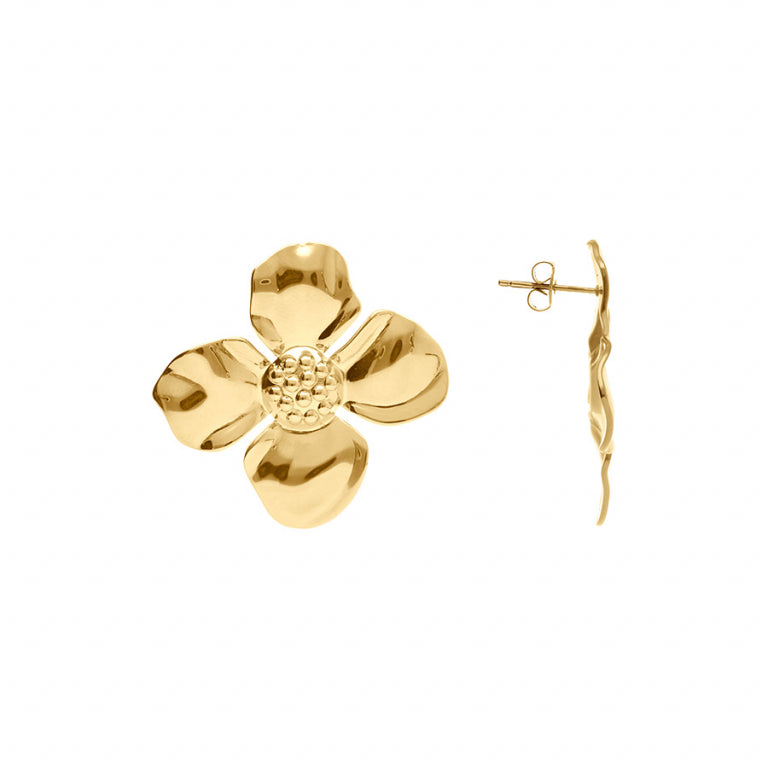 Brincos Flor – Aço Dourado | Azuline ver 2