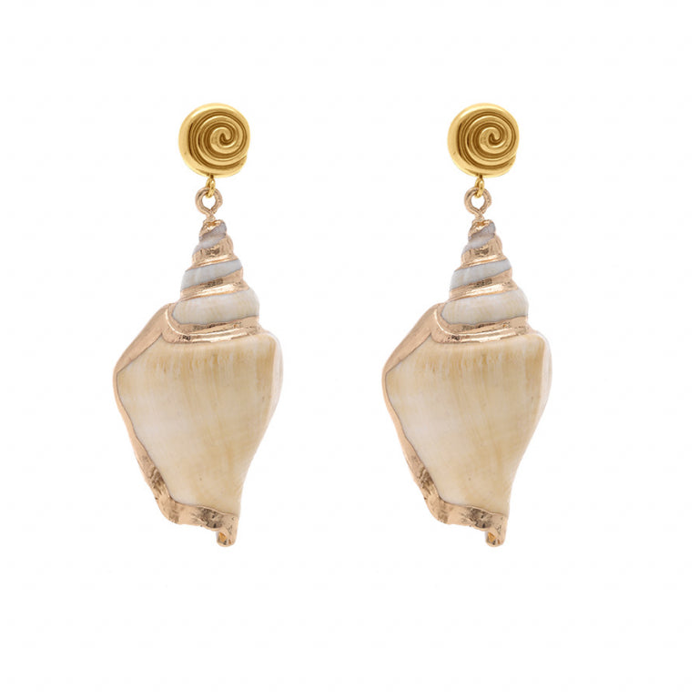 Boucles d’oreilles coquillage en acier doré élégant