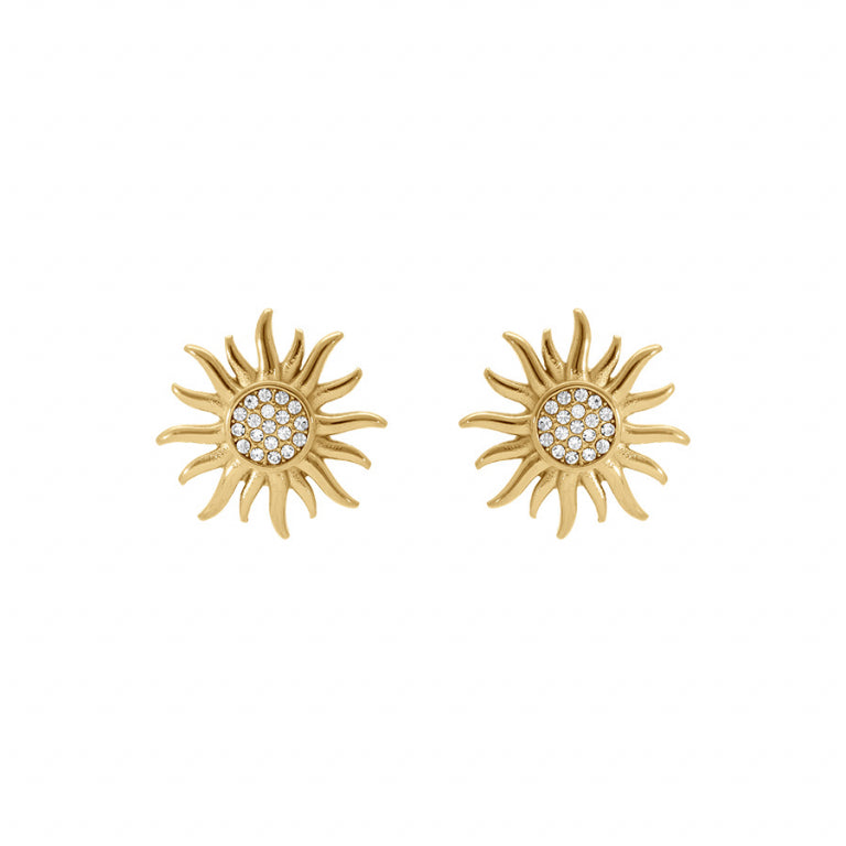 Boucles d’oreilles soleil oxydes blancs – Acier | Azuline