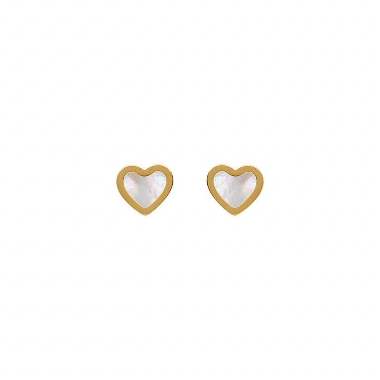 Boucles d’oreilles cœur nacre blanche imitation – Acier | Azuline