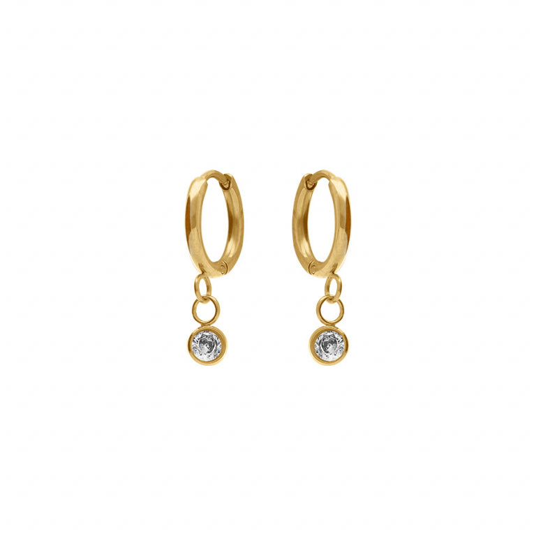 Boucles d’oreilles créoles articulée 1 oxyde blanc – Acier | Azuline