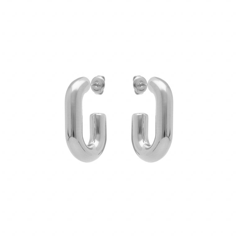 Créoles tube rectangulaire en acier avec finition polie